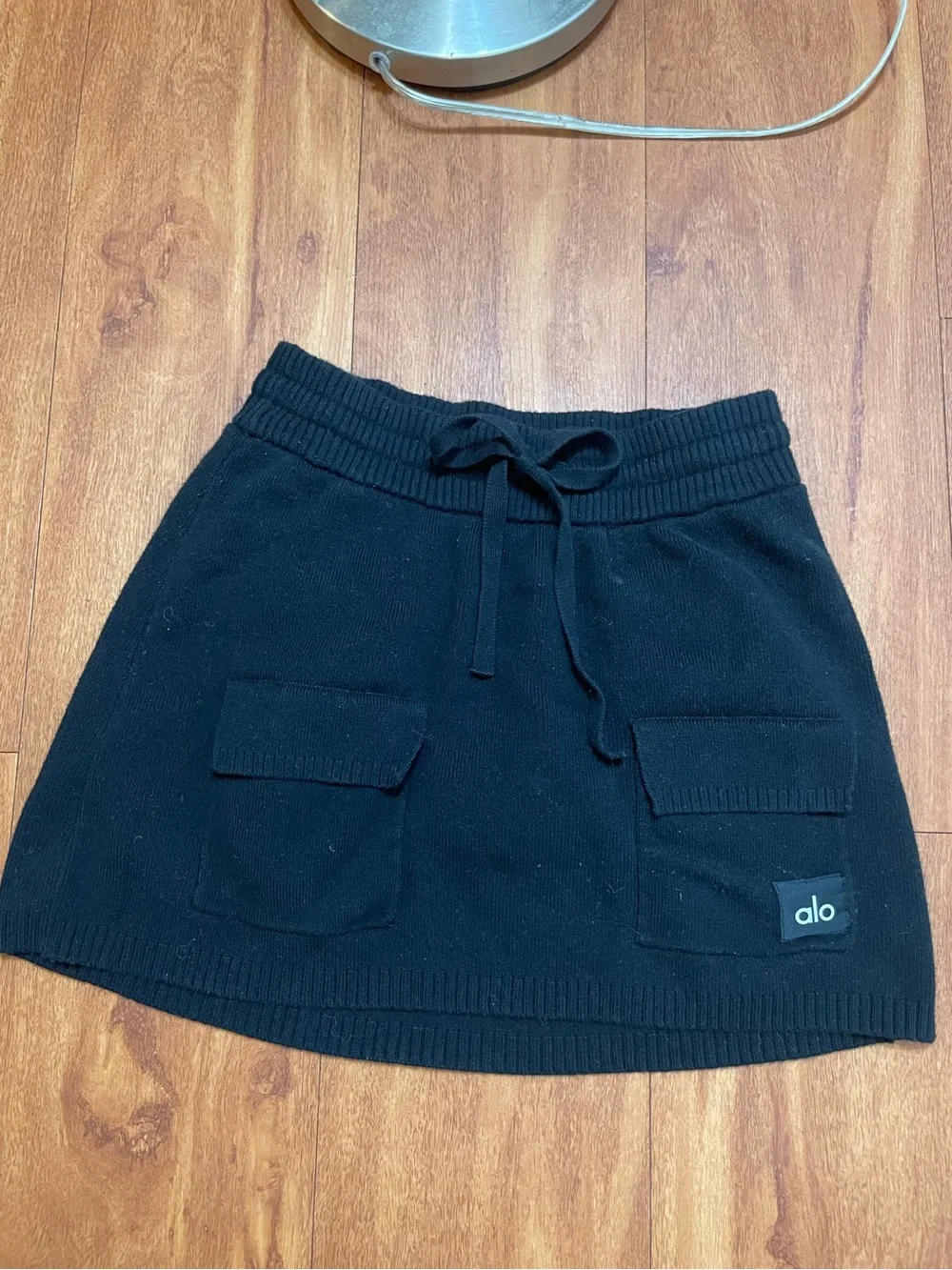 Alo Black Knit Cargo Skort | Built-In Shorts w Pockets | Size Small